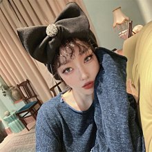 【鈷藍家】法式優雅針織鏤空貝雷帽頭頂水鑽大蝴蝶結時尚鏤空針織透氣休閑畫家帽子原創設計獨特小眾帽飾配件 歷史價格詳細信息