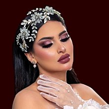 新款水鑽新娘頭飾  手工鑲鑽葉子造型髮帶 盤發發箍發冠配飾DZ091 歷史價格詳細信息
