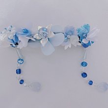 原創藍色漢服頭飾全套銀色簪子頭冠女超仙髮簪流蘇步搖古風發飾 歷史價格詳細信息