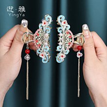 中國風扇子寶藍色模旗袍走秀兒童表演出誇張創意造型頭髮飾 歷史價格詳細信息