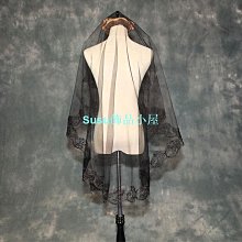 黑色蕾絲頭紗、 台灣現貨免等、黑色頭紗 黑婚紗 新娘頭紗 暗黑系 歌德風頭紗 【C-793】波浪花邊蕾絲韓式超長3米頭紗 歷史價格詳細信息