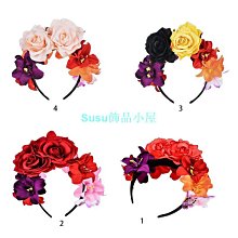 女式墨西哥模擬玫瑰花朵皇冠頭帶日的死亡萬聖節頭飾多彩假死角派對哈　　滿299發貨!!! 價格比較,價格查詢,歷史價格詳細信息