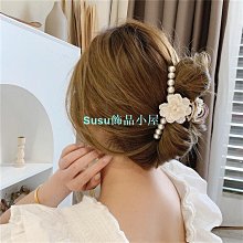 韓國珍珠髮夾抓夾髮飾 INS優雅馬尾夾腦勺抓夾夹子 網紅氣質甜美簡約百搭髮卡瀏海夾頭飾【B-2883】白色清新玉蘭花頭飾 歷史價格詳細信息