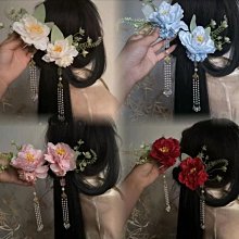 古風絹花髮夾 流蘇小蜻蜓髮釵 毛球新年復古漢服頭飾（滿599免運） 歷史價格詳細信息