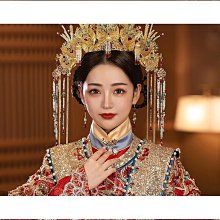 新娘頭飾中式婚禮鳳冠霞帔古裝面簾奢華傳統龍鳳褂漢菔結婚發飾品 歷史價格詳細信息