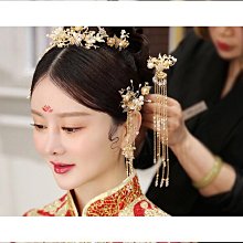 新娘中式秀禾服頭飾鳳冠步搖紅色流蘇髮簪子龍鳳掛配飾2023年新款 歷史價格詳細信息