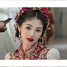 新款中式紅色亮片造液花復古流蘇髮簪頭飾古典秀禾服龍鳳掛配飾品 歷史價格詳細信息