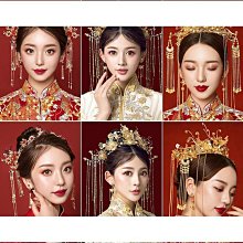 頭飾新娘鳳冠女中式結婚髮飾大氣秀禾服婚禮2023新款簡單流蘇 歷史價格詳細信息