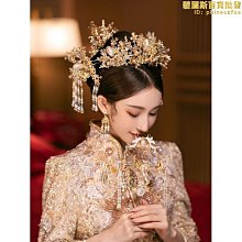 新娘頭飾中式古風鳳冠大氣流蘇前後冠結婚秀禾菔華麗結婚發飾組合裝 歷史價格詳細信息