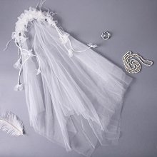 新款韓式簡約仙氣新娘手工白色蕾絲網紗髮夾盤發頭飾婚紗旅拍配飾 歷史價格詳細信息