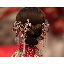 新款秀禾頭飾新中式古典婚禮流蘇髮簪套裝複復古新娘跟妝造型髮飾 歷史價格詳細信息