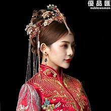 頭飾新娘鳳冠女中式結婚髮飾大氣秀禾服婚禮2023新款簡單流蘇 歷史價格詳細信息