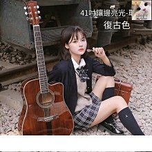 【締造】民謠41寸民謠吉他雲杉木桃花芯木吉他guitar   入門 練習 歷史價格詳細信息