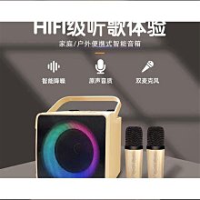 雙麥克風音箱帶無線話筒家用迷你k歌插卡音響禮品rgb彩燈音箱 歷史價格詳細信息