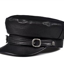 ~皮皮創~極簡百搭真皮軍帽 英倫風復古文藝小羊皮拼接休閒帽百搭個性中性帥氣時尚平頂帽 歷史價格詳細信息