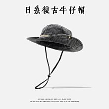 日系牛仔漁夫帽防曬親子帽阿美丹寧復古男夏時尚女盆帽兒童遮陽帽 歷史價格詳細信息