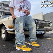 美式vibe街頭痞帥破洞 牛仔褲 男日系ins潮牌寬鬆白色休閒長褲 破洞長褲（KL28L）【壹號站】 歷史價格詳細信息