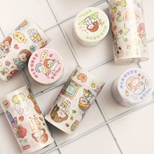 【熱賣精選】手帳膠帶貼紙禮盒可愛人物和紙膠帶彩色印花手賬本膠帶素材4卷入 歷史價格詳細信息