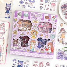 100張手賬貼手帳本貼紙無痕防水套裝素材包裝飾小圖案黏貼水杯兒童可愛少女心手杖貼紙貼畫女孩手機保護殼diy工具 歷史價格詳細信息
