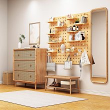 實木質洞洞板置物架收納牆上掛鈎廚房書貨花玄關臥室展示客廳 歷史價格詳細信息