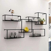 北歐鐵藝置物架墻上免打孔客廳臥室餐廳電視背景墻麵壁掛隔闆裝飾 歷史價格詳細信息