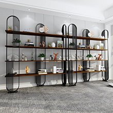 簡約鐵藝隔斷置物架 落地辦公室實木書架裝飾展示架客廳收納櫃 歷史價格詳細信息