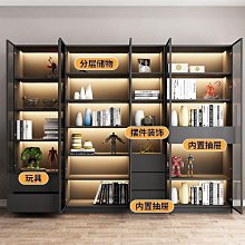 輕奢書櫃免漆板鋁合金玻璃門組合書櫃櫃簡易落地置物櫃一體 歷史價格詳細信息