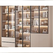 輕奢玻璃門書櫃收納儲物櫃鋁合金框不鏽鋼組合書櫃置物酒櫃 歷史價格詳細信息