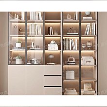 輕奢書櫃免漆板鋁合金玻璃門組合書櫃櫃簡易落地置物櫃一體 歷史價格詳細信息