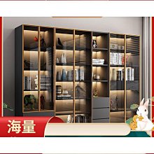 輕奢書櫃免漆板鋁合金玻璃門組合書櫃櫃簡易落地置物櫃一體 歷史價格詳細信息