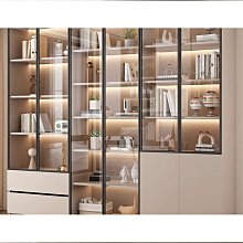 輕奢玻璃門書櫃收納儲物櫃鋁合金框不鏽鋼組合書櫃置物酒櫃 歷史價格詳細信息
