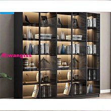 輕奢書櫃免漆板鋁合金玻璃門組合書櫃櫃簡易落地置物櫃一體 歷史價格詳細信息