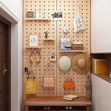洞洞板實木桌面免打孔板牆上置物架隔板宿舍書桌上辦公桌面收納架 歷史價格詳細信息