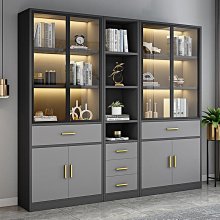 實木防塵玻璃門書櫃背景牆落地整牆書架簡約展示櫃組合櫃 歷史價格詳細信息