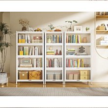 【　】家用鋼製書櫃帶門防塵收納櫃　多層落地鐵藝書架客廳置物架】 歷史價格詳細信息