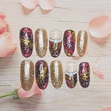 手作穿戴甲製作短方圓可愛高級2024新年中長款美甲貼片手工可拆卸 歷史價格詳細信息