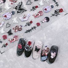 美甲材料 指甲貼紙 美甲貼紙 熱銷美甲5D背膠貼浮雕彩色圣誕雪花雪人小鳥禮物立體雕花ST001【滿200元發貨】 歷史價格詳細信息