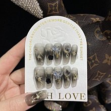 手工穿戴甲 暗黑Y2K甜酷辣妹美樂蒂指甲美甲貼片成品 美甲貼片 指甲貼片 美甲片 穿戴甲 指甲貼 美甲貼 NK064 歷史價格詳細信息