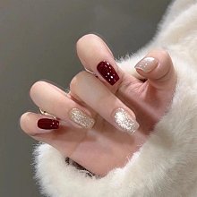 指甲貼 酒紅磨砂純色美甲貼片成品自然穿戴式顯白拆卸短款假指甲持久甲片 美甲貼紙 美甲片-寶島百貨 歷史價格詳細信息
