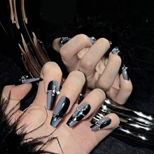 手工穿戴甲 暗黑Y2K甜酷辣妹美樂蒂指甲美甲貼片成品 美甲貼片 指甲貼片 美甲片 穿戴甲 指甲貼 美甲貼 NK064 歷史價格詳細信息
