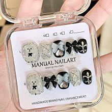 純手工穿戴甲新款法式黑色系輕奢精品光療美甲貼片成品假指甲 指甲貼片 美甲片 指甲貼227 LX063 歷史價格詳細信息