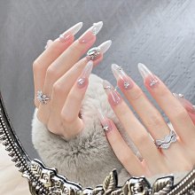 純手工穿戴甲中長款精品美甲貼片成品手繪可愛風卡通鉆學生假指甲 指甲貼片 美甲片 指甲貼238 LX063 歷史價格詳細信息