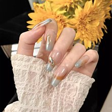 手工穿戴甲手繪暈染翡翠湖純色溫柔氣質短方圓高級穿戴甲 美甲貼 假指甲 指甲貼紙 指甲貼片 穿戴指甲 美甲片 歷史價格詳細信息