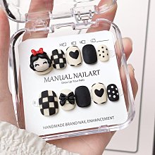 【純手工實拍】手工穿戴甲水冰月蝴蝶結短款光療美甲成品貼片法式 指甲貼片 美甲片 指甲貼27 LX063 歷史價格詳細信息