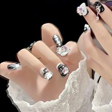 【純手工實拍】手工穿戴甲水冰月蝴蝶結短款光療美甲成品貼片法式 指甲貼片 美甲片 指甲貼27 LX063 歷史價格詳細信息