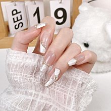 【純手工實拍】手工穿戴甲水冰月蝴蝶結短款光療美甲成品貼片法式 指甲貼片 美甲片 指甲貼27 LX063 歷史價格詳細信息