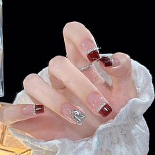 純手工穿戴甲中長款精品美甲貼片成品手繪可愛風卡通鉆學生假指甲 指甲貼片 美甲片 指甲貼238 LX063 歷史價格詳細信息