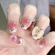 【純手工實拍】手工穿戴甲水冰月蝴蝶結短款光療美甲成品貼片法式 指甲貼片 美甲片 指甲貼27 LX063 價格比較,價格查詢,歷史價格詳細信息