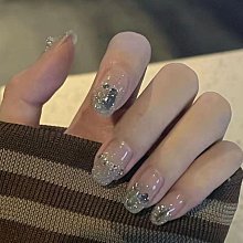 手工定製美甲穿戴甲假指甲貼片短款日常閃鑽甜酷辣妹暗黑色系美甲 歷史價格詳細信息