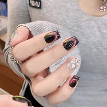 【純手工實拍】手工穿戴甲水冰月蝴蝶結短款光療美甲成品貼片法式 指甲貼片 美甲片 指甲貼27 LX063 歷史價格詳細信息